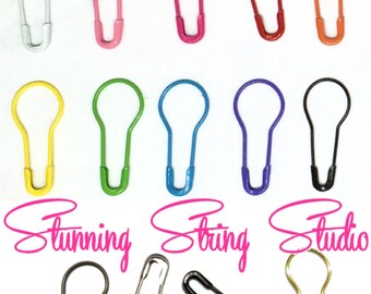 NEW SIZES! Locking Stitch Markers - Set of 25, 50, 100 or 200 - Choice of 14 colors