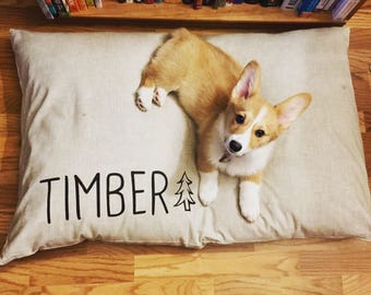 Ecru Dog Bed Cover, Custom Personalized Pet Bed Cover, Small to XL Covers for Dog Beds, Canvas or Linen-Look, Dog Bed Duvet Cover