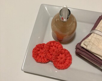 Set of 3, 100% cotton face scrubbies, READY TO SHIP