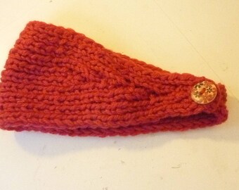 hand knitted red headband wool
