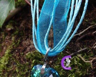Aquamarine AB Swarovski Crystal heart pendant