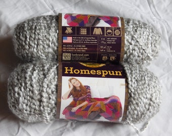 Gray Acrylic yarn, Lion Brand Homespun, clouds, yarn destash