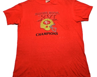 Vintage 1980s 80s 1982 San Francisco Forty Niners 49ers Super Bowl XVI Champions Shirt Made in USA Mens Sportswear Size Large