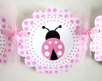 Pink Ladybug Banner - Ladybug Baby Shower Banner - Ladybug Birthday Banner - Ladybug Banner