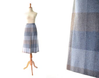 Plaid Skirt, Wool Skirt, Blue Skirt, Purple Skirt, A line Skirt, Vintage Skirt, Womens Skirt, Schoolgirl Skirt, 1960s Skirt, 60s Skirt