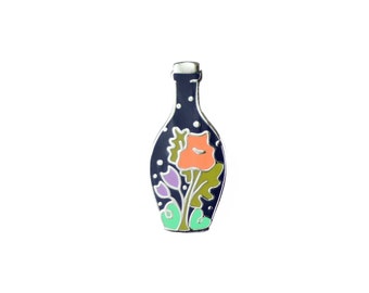 Bottled Spring - Midnight Enamel Pin - Flower Lapel Pin // Hard Enamel Pin, Cloisonné, Pin Badge