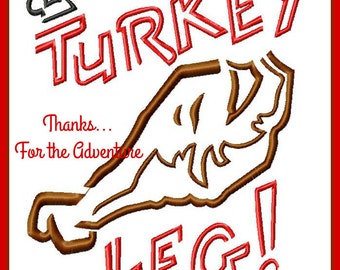 Disney Turkey Leg Sketch Digital Embroidery Machine Design File 4x4 5x7 6x10