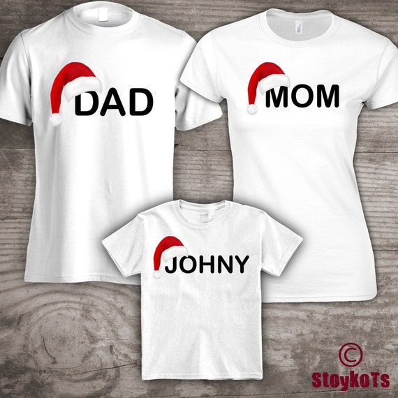 Personalized Christmas Family T-shirts Mom Dad Little One