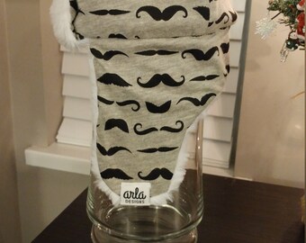 READY to Ship - Baby Trapper Hat - moustaches - grey