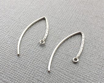 Sterling Silver Earwires, Hammered Earrings, Silver Filled, Marquise, Earring Findings, DIY, 26mm, EWRS059