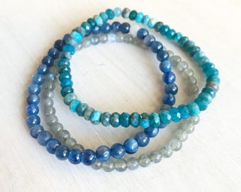 Kyanite, Apatite, labrodite bracelet set of 3