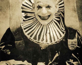 Creepy clown photo weird photo strange vintage scary clown photograph antique photo 1940s poster wall art PRINT