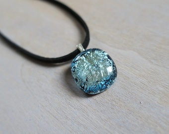 Ice dichroic glass necklace