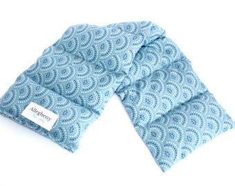 Rice Heating Pad - Hot/Cold Pack - Rice Heat Pack - Neck & Shoulder Therapy Rice Bag - Spa Neck Wrap - Cold Pack - Heating Pad - lt bl waves