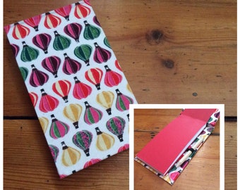 Jotter Notebook with Pencil/handmade/balloon fabric/shopping list pad/memo book/fabric covered/handbound