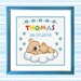 Buy 2 get 1 free Personalised Cross Stitch Pattern PDF Little bear on clouds Baby boys gift blue birth sign new for metric baby announcement