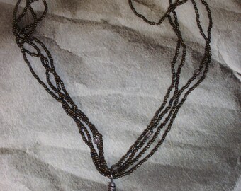 Green Dicrotic Glass pendant and Chocolate Brown Necklace