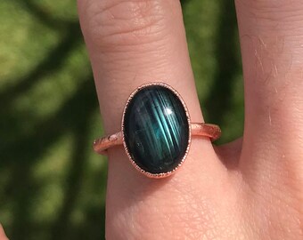 Labradorite Ring | Electroformed Copper | Handmade