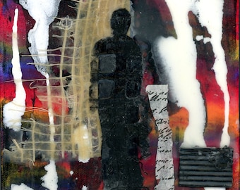 Acrylic Painting, Collage, Modern Art, Small painting, Collage Art, Mixed Media Art