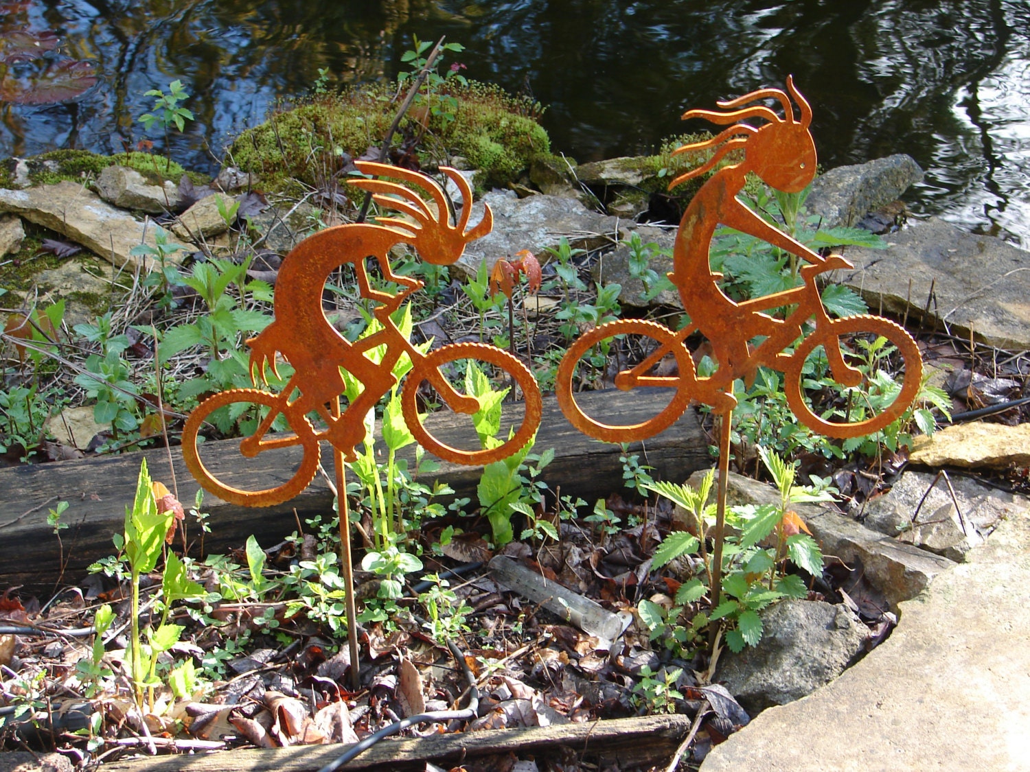 Metal BIKERPELLI KOKOPELLI Garden Stake Yard Decor