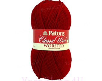 BRIGHT RED Patons Classic Wool yarn, Red Felting yarn medium worsted weight pure wool yarn Feltable Red yarn wool 3.5 oz 100g 210yds √