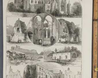 Views in and Near Ripon. Middleham Castle, Richmond Castle, Easby Abby, Cathedral. Royal Archelogical Institute of Great Britian and Ireland