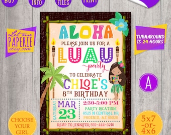 Luau Birthday Invitation, Luau Invitation, Luau Party, Luau invite, Hawaiian Invitation, Hawaiian Party Invitation, Tropical Party, Aloha