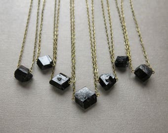 Raw Black Tourmaline Necklace - Crystal Choker - Raw Stone Necklace - Tourmaline Jewelry - Raw Tourmaline Necklace- Black Tourmaline Pendant