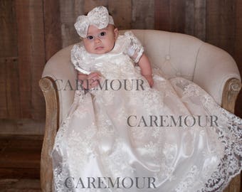 Lace Christening Gown - Christening Gown, Baptism dress, Baptism dress for baby girl, christening gown girl, baptism gown