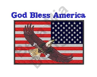 Flag - Machine Embroidery Design, USA Flag, God Bless America