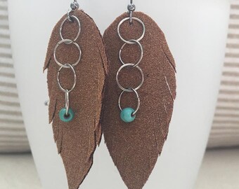 leatherette earrings, women's earrings, boho earrings, bohemian earrings