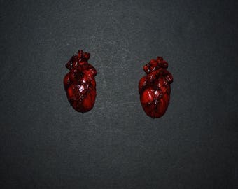 Human heart earrings Human heart handmade earrings Human heart polymer clay earrings Amatomical heart earrings Anatomy heart Heart jewelry
