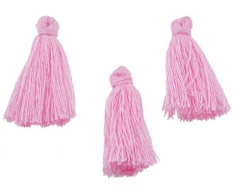 Lot 10 tassels fringes pink textile 30mm