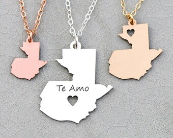 Guatemala Country Necklace • Guatemala Jewelry • Central America • Personalized Country Jewelry • Location Jewelry •Souvenir