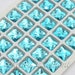 Glass Square Aquamarine Blue Crystal Sew On Rhinestones 10mm 12mm 14mm 16mm 22mm