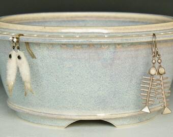 Drop Earring Holder with Rutile Blue Glaze