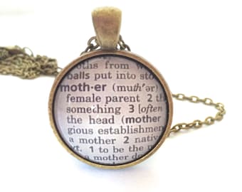 MOTHER Definition Necklace, Mothers Day Gift, Bronzed Pendant with Chain, Mothers Necklace, Gifts for Her