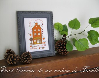 The small houses, fall - plug/grid to cross-stitch