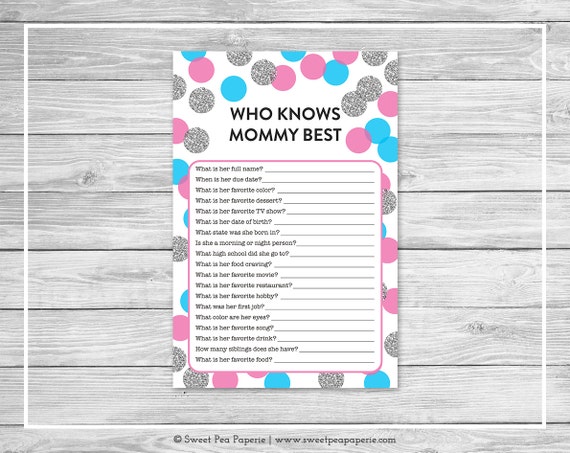 pink and blue gender reveal who knows mommy best game