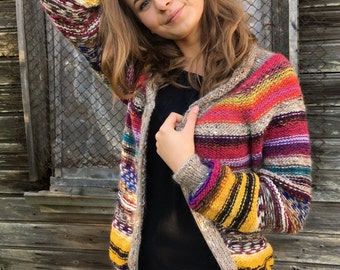 Knit cardigan Fair Isle cardigan Women's cardigan Alpaca mix cardigan Women's sweater Made to order