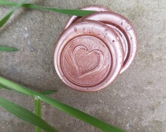 Wax seals heart shaped, self adhesive wax seal,invitation wax seal,wedding invitation wax seal, rose gold wax seal, rose gold heart wax seal