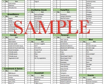 Laminated, Personalized Grocery Shopping List
