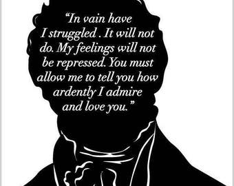 Jane Austen Art Print - Pride and Prejudice - Mr Darcy Proposal - Bookish - JAPP001