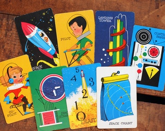 Vintage Space-O Cards - Set of 8 - Outer Space, Future, Science, Orbit Cards