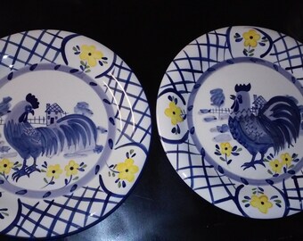 Set of 2 Bella Casa by Ganz Rooster Dinner plates