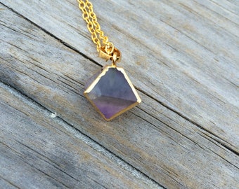 Purple Amethyst Raw Crystal Necklace, Amethyst Necklace, Crystal Necklace, Hexagonal Crystal Necklace
