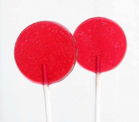 Red Wedding Favor Lollipops Flat Round Hard Candy 6