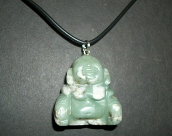 Chunky Buddha Gemstone Necklace - Prehnite