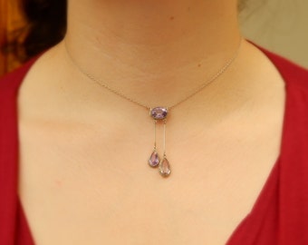 edwardian amethyst necklace in 800 silver - edwardian jewelry