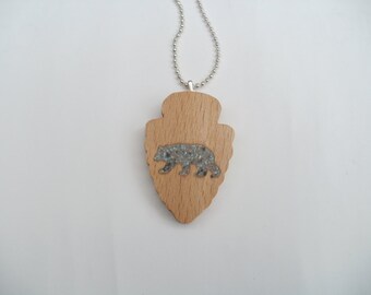 bear necklace arrowhead wood scroll saw